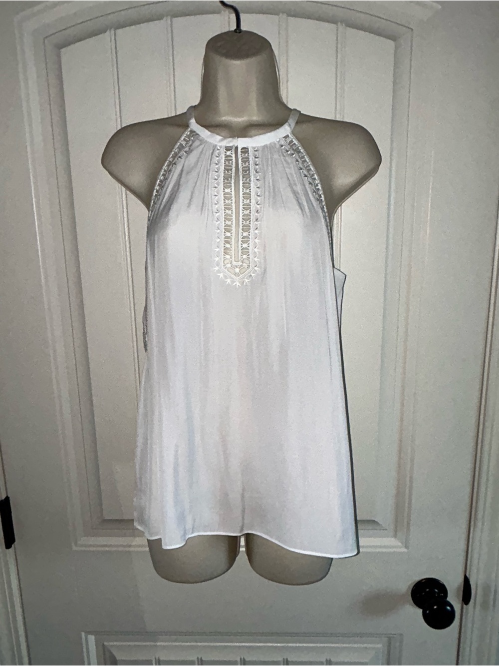 NEW Ramy Brook White Embroidered Halter Top Sz S